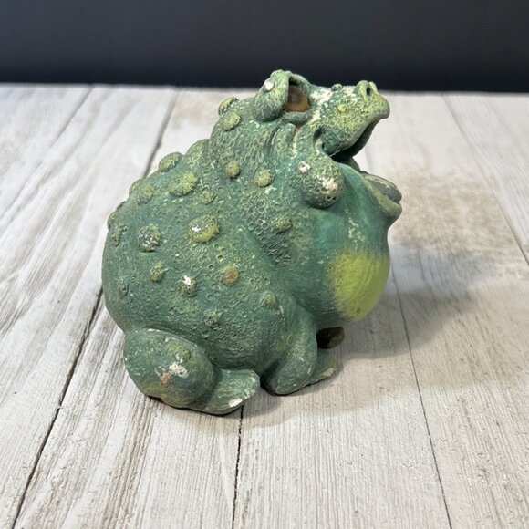 Vintage Pete Apsit Frog Toad Figurine Sculpture Heavy Resin Green Collectible - Picture 2 of 7
